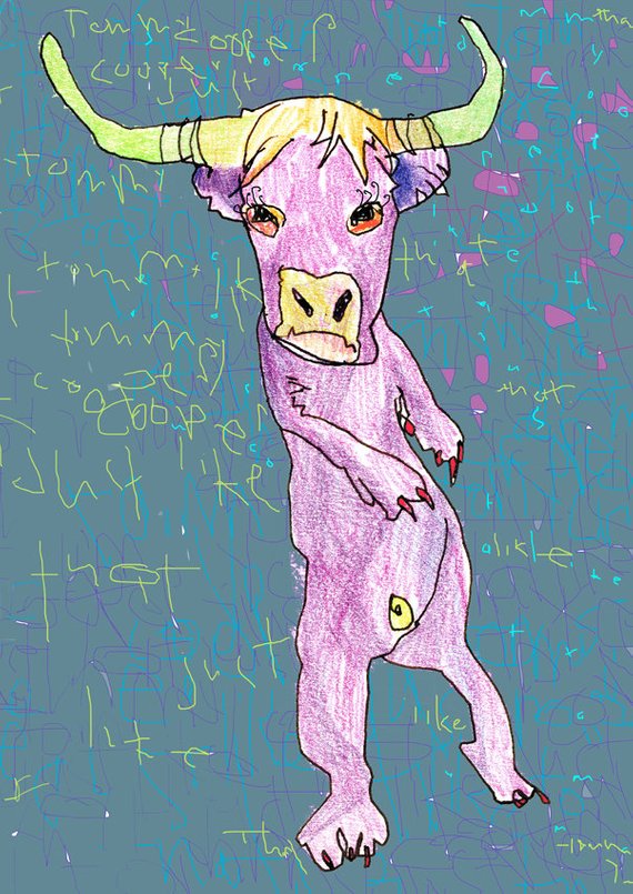 Tommy Cooper Cow Giclee Print - Quirky Print by Leigh D Walker